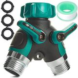 Trazon Su Ayırıcı 2 Yollu, Bahçe Y Hortum Bağlantısı Metal Gövde, Rahat Kauçuk Kavrama ile Su Musluk Ayırıcı, 2 Yollu Hortum Ayırıcı, Dış ve İç Mekan Kullanımı için Ağır Hizmet Tipi (Yeşil)