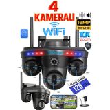 TRCharger 128GB HAFIZA KARTLI WiFi 4 Lensli 3 PTZ 4 Kamera | 16MP Gece Görüş, Çift Yönlü Ses, Uzaktan Kontrol