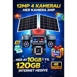 TRCharger 12MP 4 Kameralı eSIM’li Solar Güvenlik Kamerası | 7/24 Kayıt | Türkcell Her Ay 10GB 1 Yıl Hediyeli