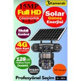 TRCharger 15mp (5 5 5) Üç Kameralı Ultrahd 4g Güneş Enerjili Akıllı Güvenlik Kamerası