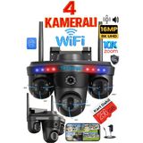 TRCharger 256GB HAFIZA KARTLI WiFi 4 Lensli 3 PTZ 4 Kamera | 16MP Gece Görüş, Çift Yönlü Ses, Uzaktan Kontrol
