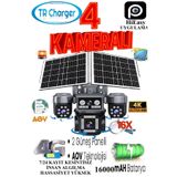 TRCharger 4 Kameralı E-SIM Güneş Enerjili Güvenlik Kamerası – Çift Güneş Paneli, SIM Kartlı AOV Akıllı Kamera