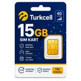 TRCharger 4G Turkcell Her Ay 15 GB Sim Kartı 1 Yıllık Tek Ödeme Data M2M Hattı Güvenlik Kamerası Hattı