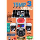 TRCharger Av-s833 Solar Güneş Enerjili Panelli 3 Kameralı 15mp 3 Lens 4g Sim Kart Polis Çakarlı 3 Pır Sensör