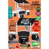 TRCharger Av-s833H Solar Güneş Enerjili Panelli 3 Kameralı 15mp 3 Lens 4g Sim Kart Güçlü Batarya 3 Pır Sensör