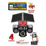 Trcharger Avenir Av-S446 4 Kameralı 3 Kamera Telefondan Dönebilir Solar Aov 7/24 Kayıt 4G Sim Kart