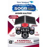 TRCharger Avenir S446 4 Kameralı 4G Güvenlik Kamerası Sim Kartlı, 3 Motorize AOV 7/24 Kayıt, 1 Yıl Her Ay 50GB Av-S446