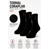 TreBears Termal Çorap 3’lü Paket Erkek & Kadın Termal Çorap Seti – Ekstra Sıcak Tutan Yumuşak Havlu İç Astar, Yastıklı Taban ve Nefes Alabilir Siyah Kışlık Çorap