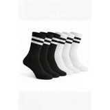 TreBears Unisex 6'lı Çizgili Tenis Çorabı Seti – Pamuklu, Çizgili Spor Çorap, Spor Düz Örgü