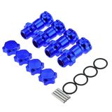 Treehobby 4 ADET 17 mm Alüminyum Tekerlek Altıgen Göbek 30 mm Uzatma Adaptörü Kapaklı Daha Uzun Kombin Bağlayıcı, Toz Önleyici Kapaklı 1:8 RC Model Araba Kamyon için, Mavi