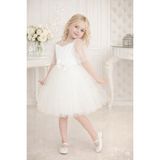 Treemass 511 Abiye Kız çocuk Elbisesi Tüllü Saten İncili Düğün ve Doğum Günü - Beyaz - 3 Yaş