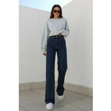 Tref Jeans Geenz Manifacture 90's Kar Yıkama Likralı Süper Yüksek Bel Salaş Jeans Palazzo Pantolon