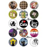 Trend-14 15’li Kedi Temalı Rozet Seti – Karışık Tasarım Eğlenceli Yaka Rozetleri