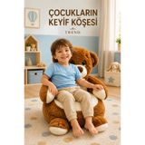 TREND 50 cm Çocuk Peluş Ayı Koltuk – Yumuşak Oyuncak Oturak, Kahverengi