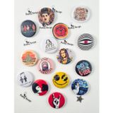 Trend-8-Karışık Tasarım Rozet Seti – Sanat, Müzik, Retro ve Eğlenceli Temalı 15’li Yaka Rozeti