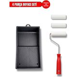 Trend Ak Home 4’lü Kadife Boyacı Seti | 10 cm Rulo Sap + 2 Adet Kadife Rulo Yedeği + Boya Tavası