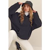 Trend Alaçatı Stili ALC-531-009 Siyah Kadın Sweatshirt