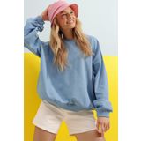 Trend Alaçatı Stili ALC-669-001 Gök Mavi Kadın Sweatshirt