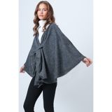 Trend Alaçatı Stili Antrasit Yaka Tasarımlı Triko Panço ALC-X14672