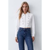 Trend Alaçatı Stili Kadın Beyaz Düğme Detaylı Blazer Ceket Alc-X15660