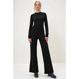 Trend Alaçatı Stili Kadın Bisiklet Yaka Triko Crop Bluz Ve Palazzo Pantolon Takim Koyu Siyah ALC-X12995