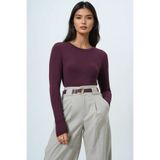 Trend Alaçatı Stili Kadın Mürdüm Bisiklet Yaka Basic Bluz ALC-X14389