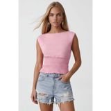 Trend Alaçatı Stili Kadın Pembe Beli Gipeli Bluz Alc-X15543