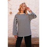 Trend Alaçatı Stili Kadın Siyah-Beyaz Bisiklet Yaka Reglan Kol Basic Bluz ALC-X14540