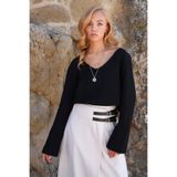 Trend Alaçatı Stili Kadın Siyah V Yaka Basic Bluz Alc-X14482