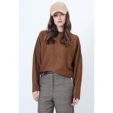 Trend Alaçatı Stili Kiremit Bisiklet Yaka Yarasa Kol Geniş Kesim Basic Bluz ALC-X14391