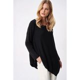 Trend Alaçatı Stili Siyah Asimetrik Kesim Tunik ALC-X5261
