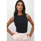 Trend Alaçatı Stili Siyah Halter Yaka Slim Fit Sandy Bluz ALC-X13447