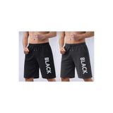 TREND ALİSSE 2 Lİ Erkek SİYAH-FÜME bermuda Sporcu Şortu -cepli Black Baskılıı Fitness Gym Spor Şort