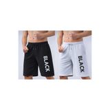 TREND ALİSSE 2 Lİ Erkek SİYAH-GRİ bermuda Sporcu Şortu -cepli Black Baskılıı Fitness Gym Spor Şort