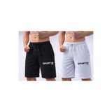 TREND ALİSSE 2 li paket Siyah-Gri cepli Spor rahat bermuda Antrenman Şortu - Erkek Sport İn Baskılı Sporcu Şortu