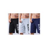 TREND ALİSSE 3 LÜ Erkek SİYAH-GRİ-LACİVERT bermuda Sporcu Şortu -cepli Black Baskılıı Fitness Gym Spor Şort