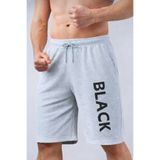 TREND ALİSSE Erkek GRİ bermuda Sporcu Şortu -cepli Gri Black Baskılıı Fitness Gym Spor Şort