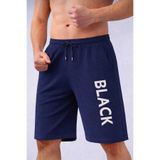 TREND ALİSSE Erkek LACİVERT bermuda Sporcu Şortu -cepli Black Baskılıı Fitness Gym Spor Şort