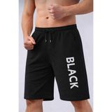 TREND ALİSSE Erkek SİYAH bermuda Sporcu Şortu -cepli Gri Black Baskılıı Fitness Gym Spor Şort