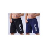 TREND ALİSSE Erkek SİYAH-LACİVERT bermuda Sporcu Şortu -cepli Black Baskılıı Fitness Gym Spor Şort