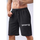 TREND ALİSSE FÜME cepli Spor rahat bermuda Antrenman Şortu - Erkek Cepli Sport İn Baskılı Sporcu Şortu