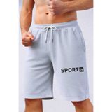 TREND ALİSSE Gri cepli Spor rahat bermuda Antrenman Şortu - Erkek Cepli Sport İn Baskılı Sporcu Şortu