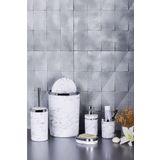 Trend Banyo Mutfak 5 Parça Mermer Desen Mat Banyo Seti / Wc Fırçalık, Sıvı - Katı Sabunluk, Çöp Kovası, Diş Fırçalık