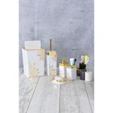 Trend Banyo Mutfak Beyaz 5 Parça Prestij Kare Gold Banyo Seti 5 Parça Akrilik