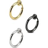 Trend Collection 3 Adet Unisex Cerrahi Çelik Deliksiz Sıkıştırmalı Fake Piercing Küpe Set - Renkli