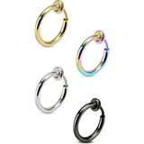 Trend Collection 4 Adet Unisex Cerrahi Çelik Deliksiz Sıkıştırmalı Fake Piercing Küpe Set - Gümüş