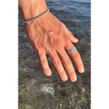 TREND COLLECTİON Antik Gümüş Kaplama Hasır Örme Model Ayarlanabilir Erkek Yüzük Ve Bileklik Set