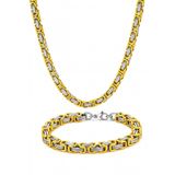 TREND COLLECTİON Erkek Gold-gümüş Çelik 5 Mm Kral Model Kolye Bileklik Set