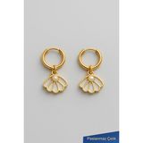 Trend Collection Gold Renk Inci Detaylı Deniz Kabuğu Tasarımlı Çelik Halka Küpe