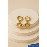 Trend Collection Işıltılı Gold Hayat Ağacı Yuvarlak Kadın Çelik Küpe